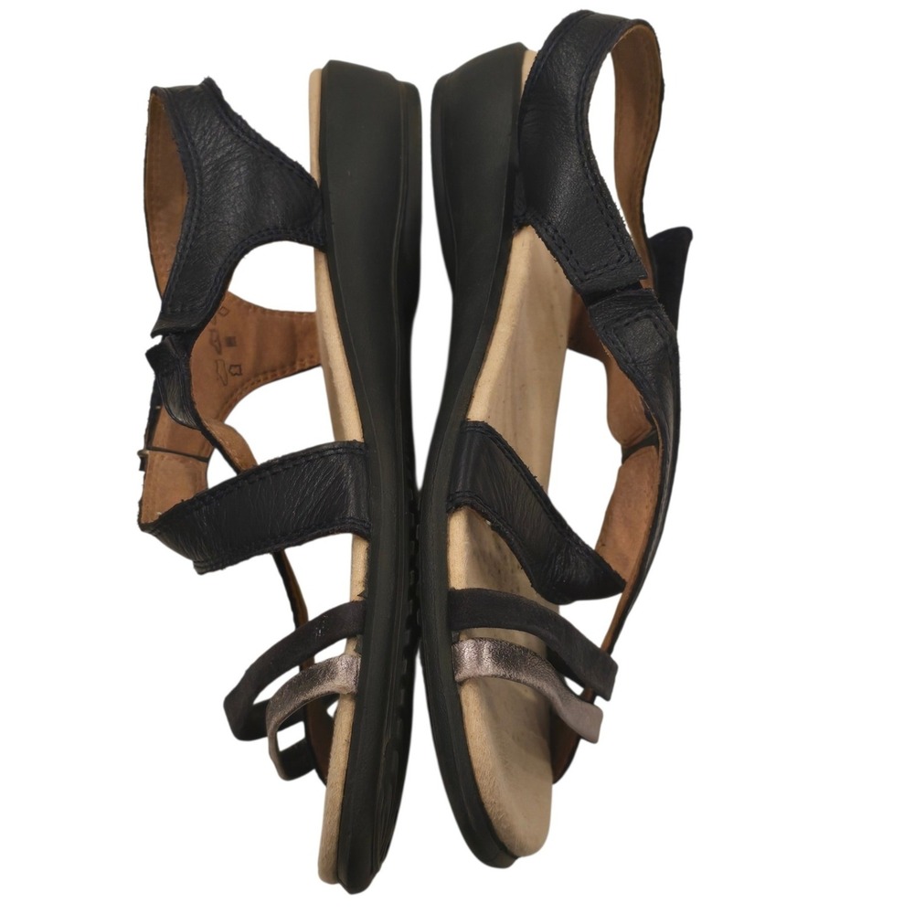 Hotter Flare II Leather Strappy Sandal Women US 7.5 EU 38.5 Black Pewter - Picture 7 of 10